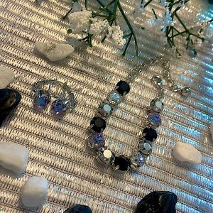 Sterling Silver Swarovski Necklace and Earring Set. NWOT